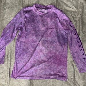 Magellan Outdoors Purple Long Sleeve Tee with Tie-Dye Effect